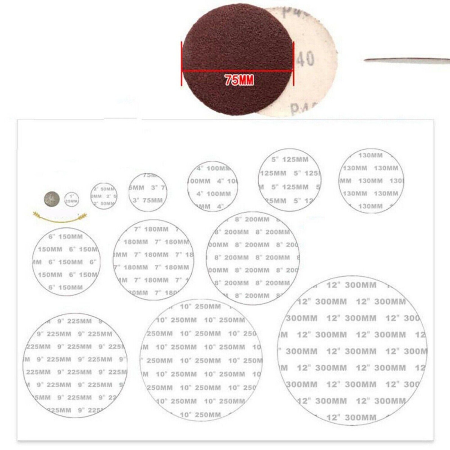 3 inch 75mm Sanding Disc Pads Hook & Loop Orbital Red Sandpaper Dry 40-1000 Grit