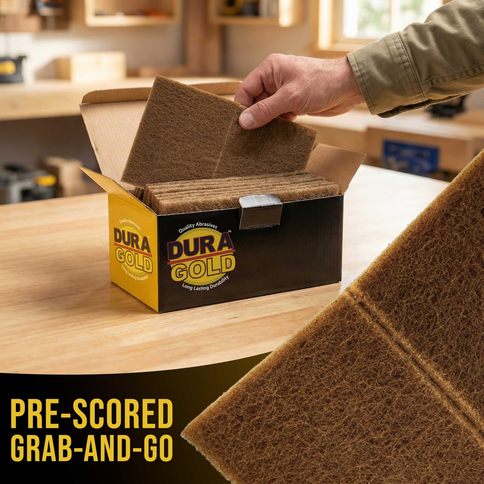 Dura-Gold Premium 6″ x 9″ Gold Coarse Scuff Pads, Box of 10 – Scuffing, Scour…