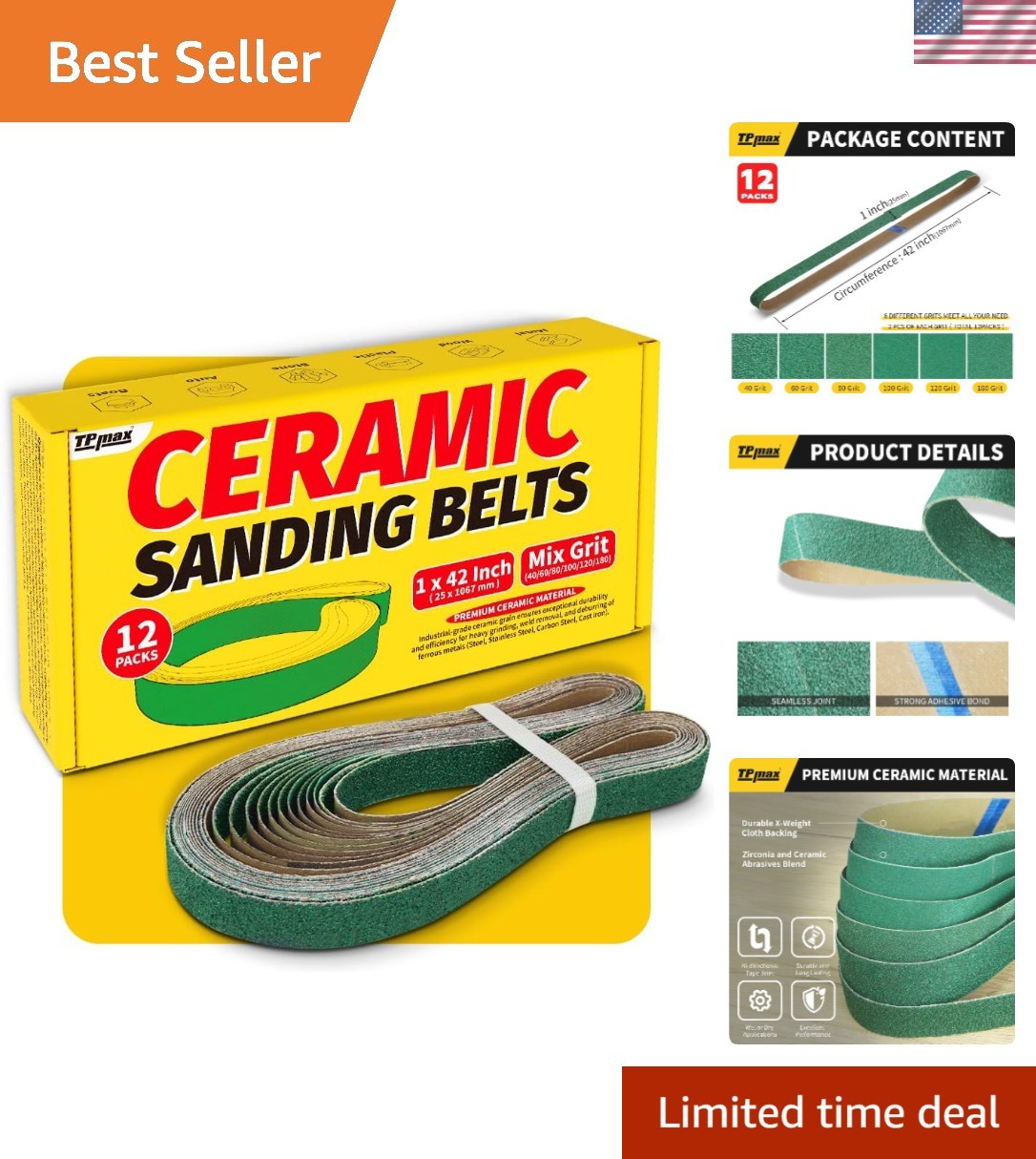 Bi-Directional Zirconia Sanding Belts 1×42 Inch – Complete Kit for Sharpening