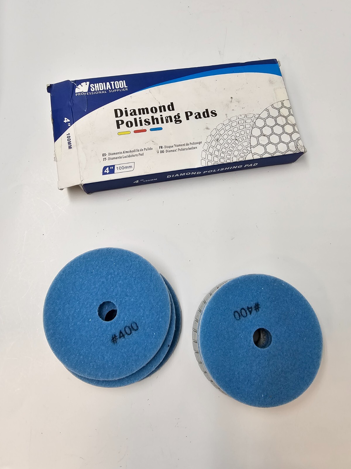 SHDIATOOL 4″(100mm) Diamond Polishing Pads #400 Blue