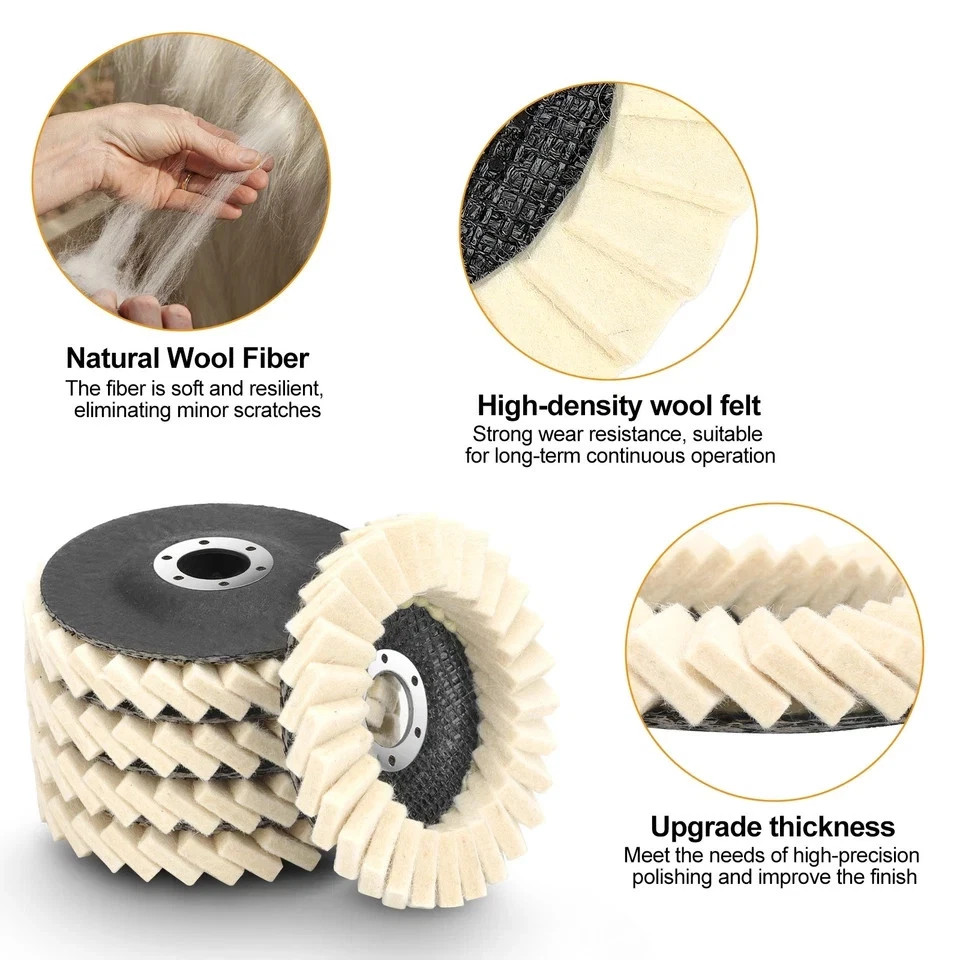 5PCS /10PCS Wool Polishing Wheels Buffer Pads Flap Felt Polishing Finishing Disc
