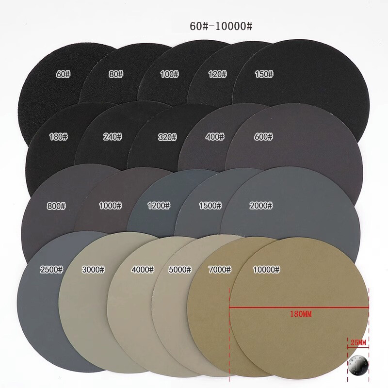 7” 180mm Wet and Dry Sanding Discs Hook & Loop Sandpaper Pads 60 – 10000 Grit