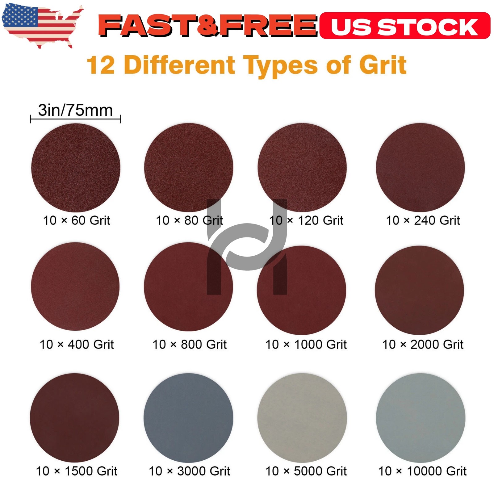250x 1inch Sanding Discs 60-10000 Grit For Drill Wet Dry Hook Loop Sandpaper US