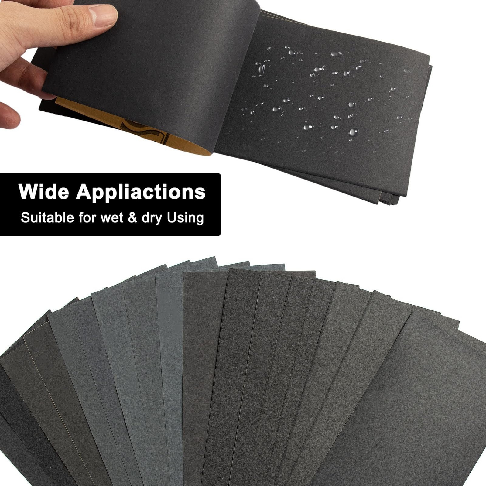 45Pcs Wet Dry Sandpaper, 400/600/ 800/1000/ 1200/1500/ 2000/2500/ 3000 Grit Asso