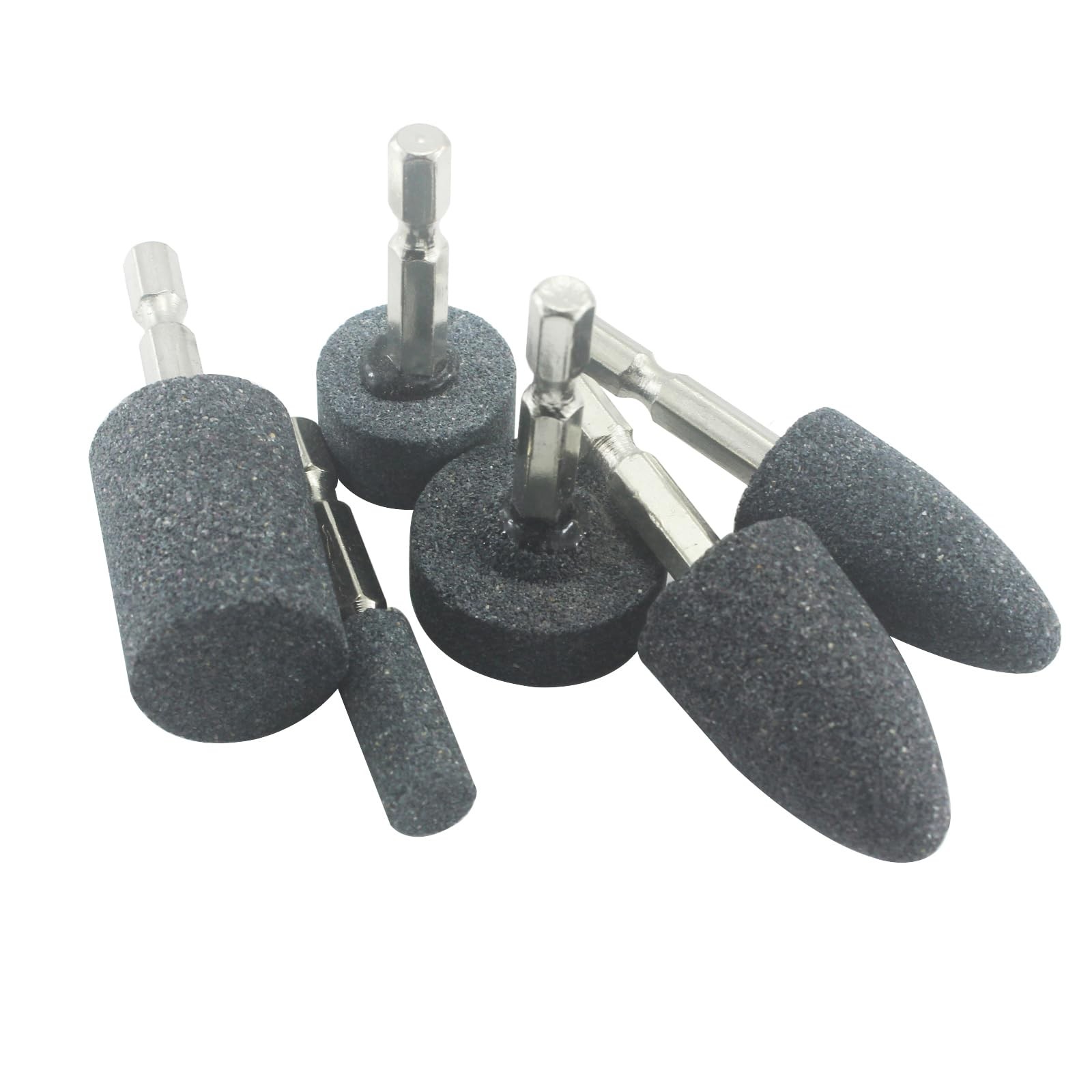 6 Pcs Rotary Grinding Stone, 1/4” Hex Shank Abrasive Stone Mounted Grinding …