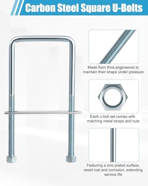 Pcs Square U Bolts 3 Inch Wide Zinc Plated, U Bolt Carbon Steel for 6