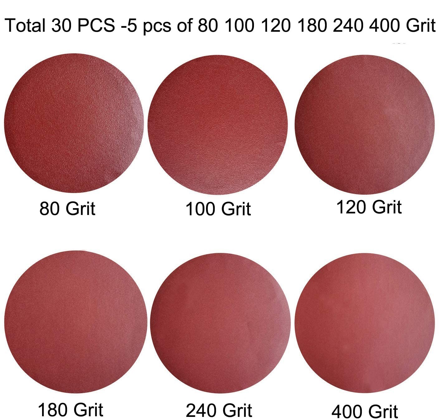 SACKORANGE 30 Pack 9″ PSA Sanding Discs 80-400 Grit Aluminum Oxide
