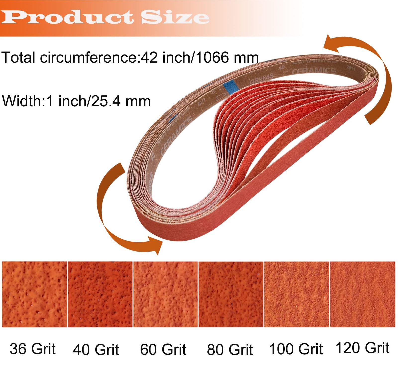 12Pk 1×42 Inch Metal Grinding Ceramic Sanding Belts Kit Sharpening Sander Belts