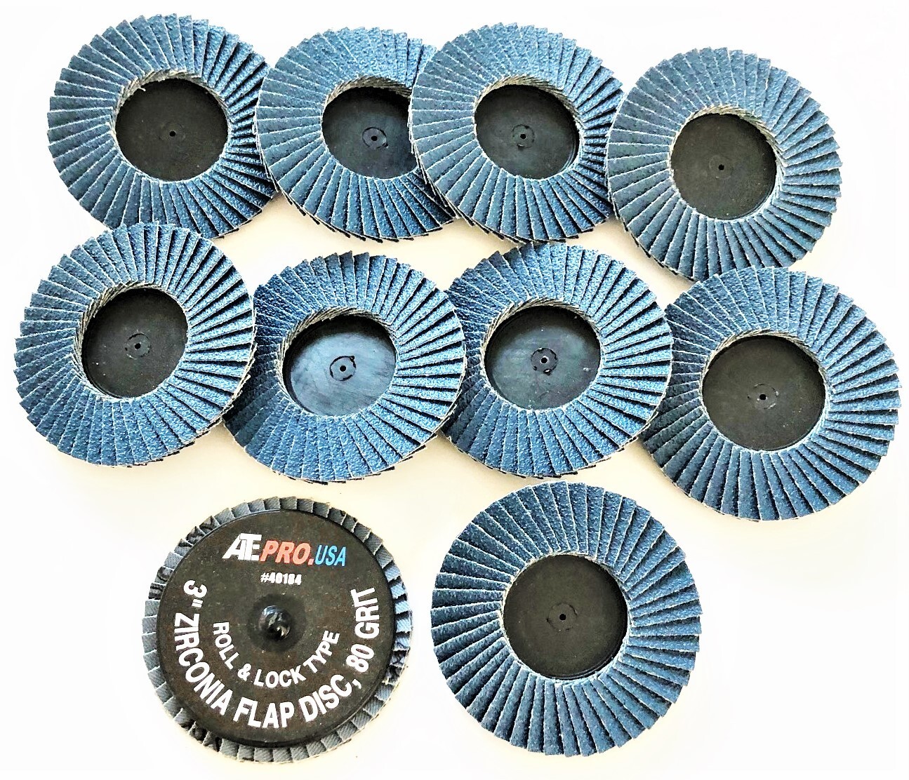 20 ATE PRO 3″ ROLL LOCK TWIST ON SANDING FLAP DISCS ZIRCONIA 80 GRIT #40184