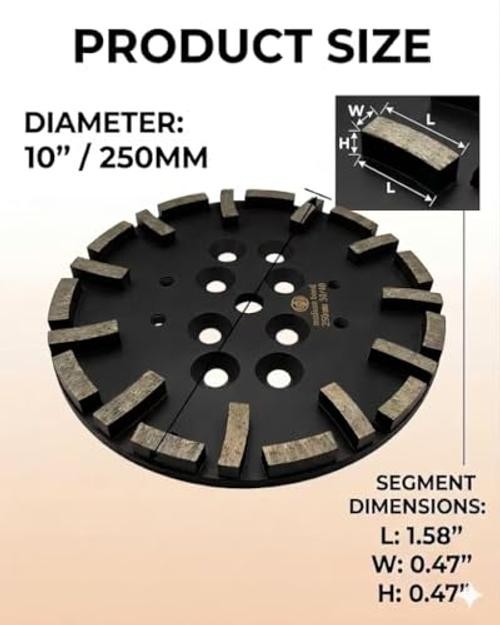 Diamond Grinding Plate for Concrete Floor, 10 Inch/40 30/40 M 30/40 Medium 30