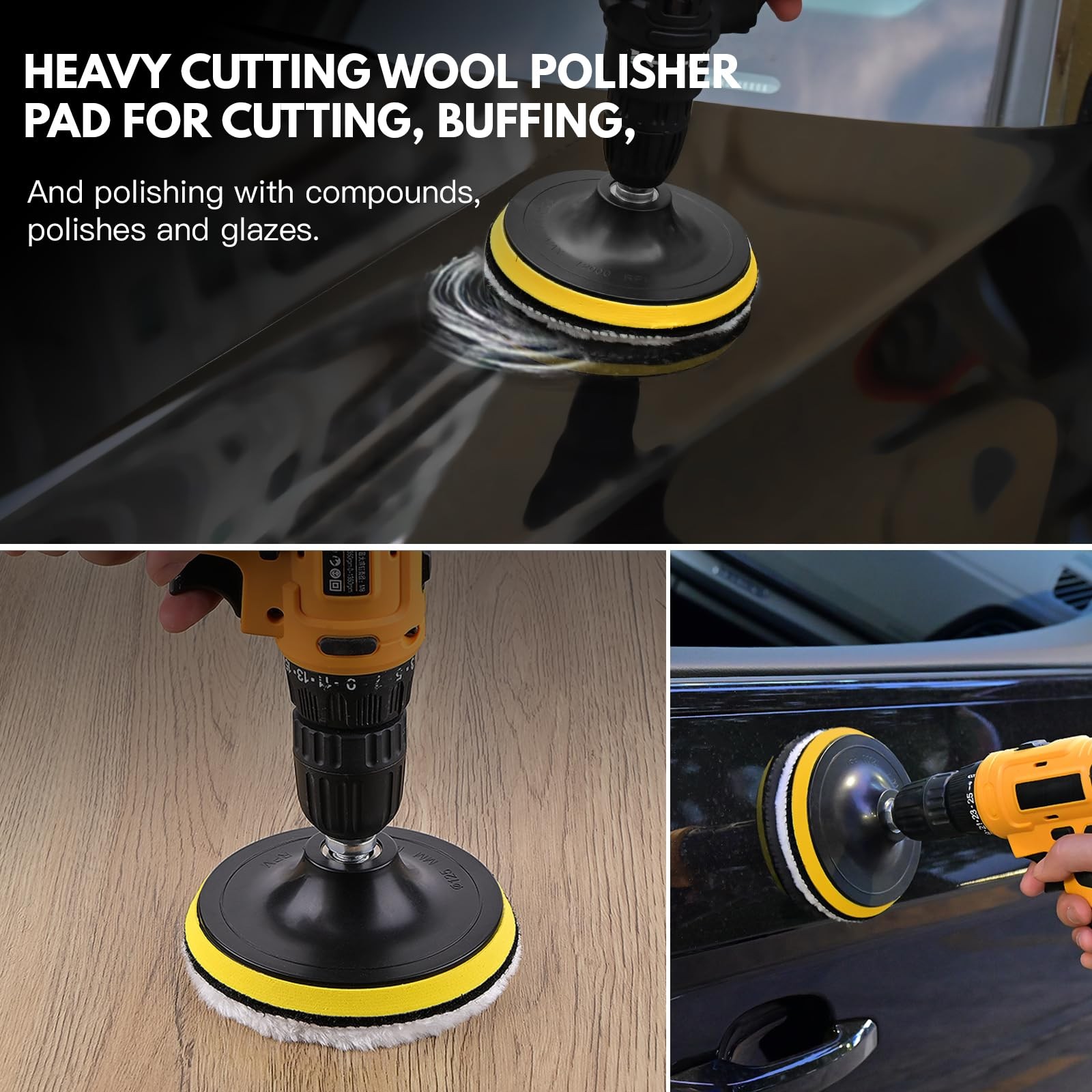 Kshineni 7 Pcs 3 Inch (80 mm) Wool Buffing Polishing Pad Car 3Inch-7Pcs