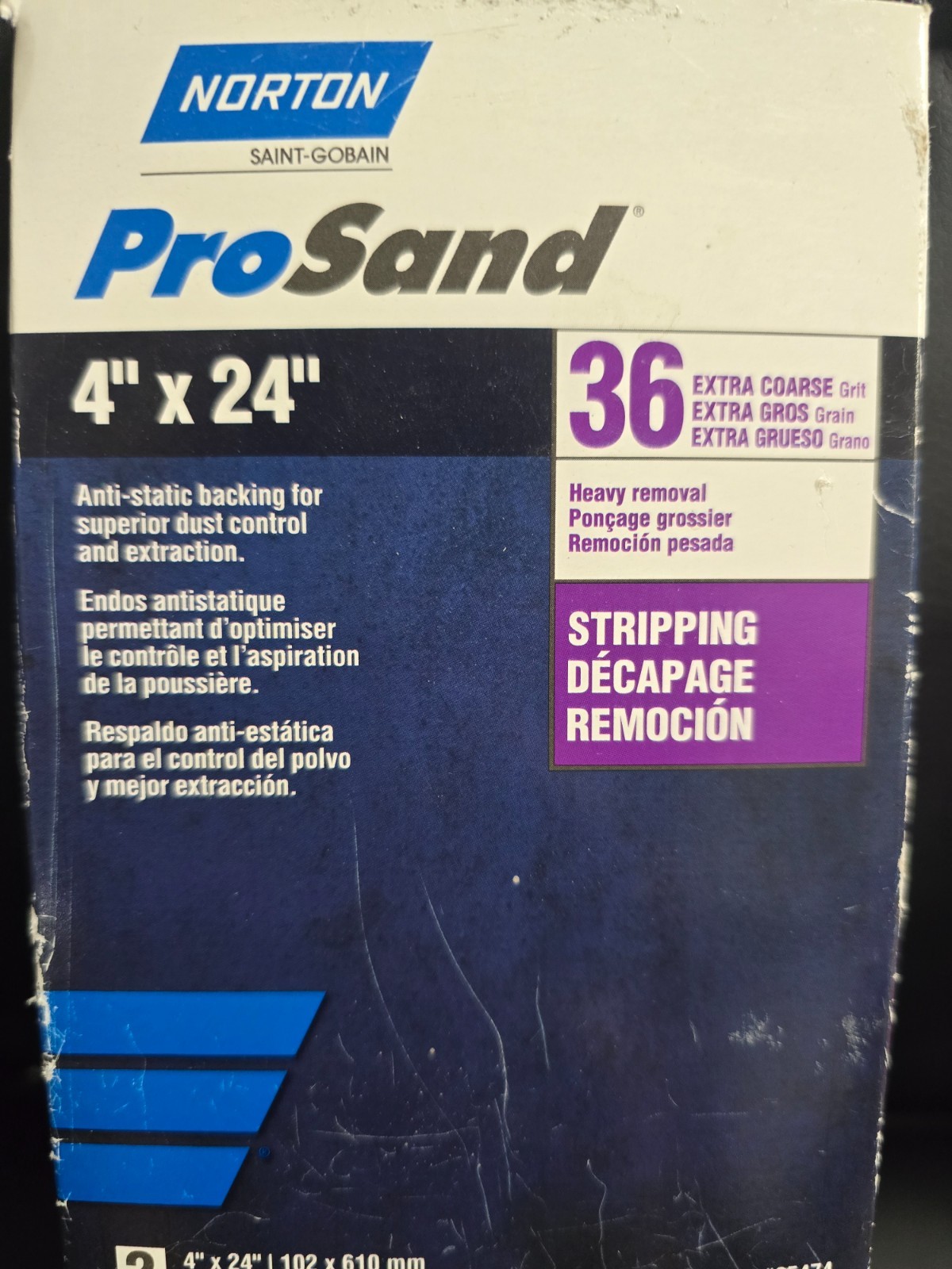 Norton ProSand 4″x24″ Sanding Belt 36 Extra Coarse Grit, 2 Pack