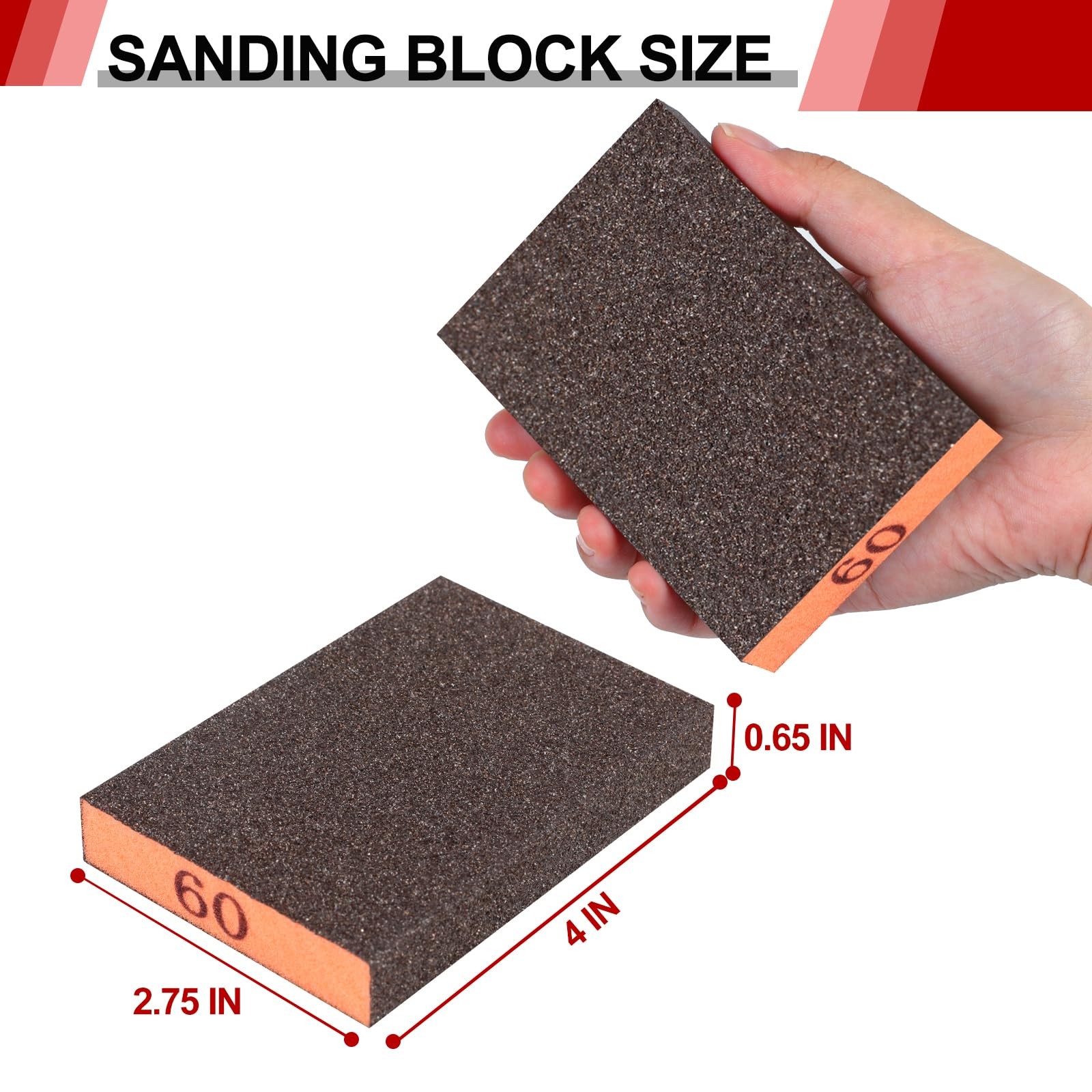 4 PCS Sanding Sponge Washable Block For Drywall Wood Metal 60 Grit Sandpaper
