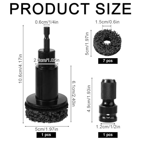 Wheel Hub Resurfacing Cleaner Tool Kit, Includes Grinding Head Adapter and 7