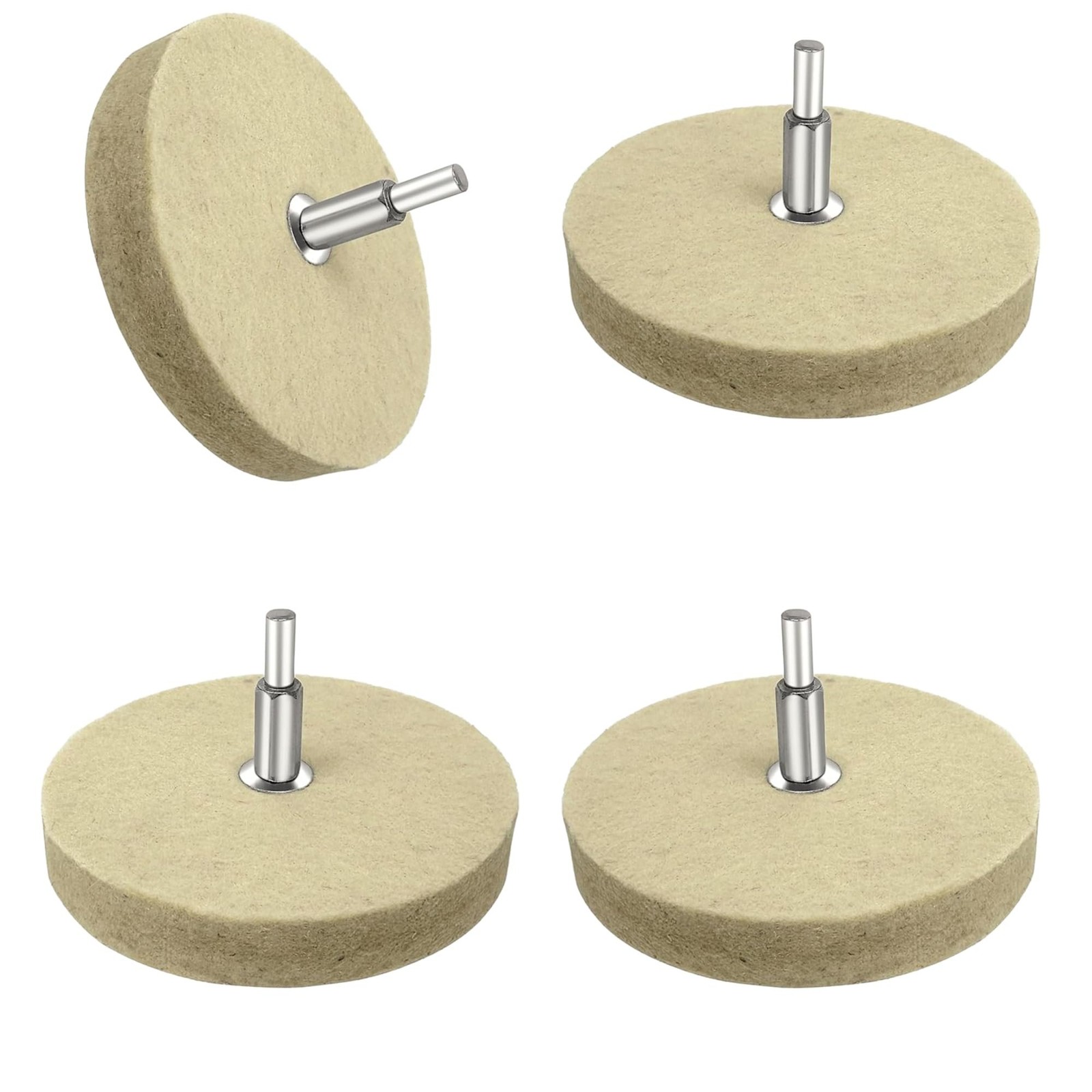 4-Inch Hard Felt Buffing Wheels with 1/4-Inch Shank for Drill