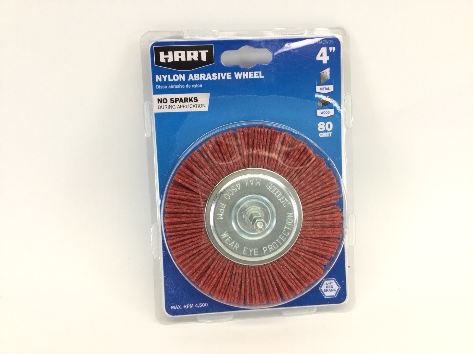 HART 4″ NYLON ABRASIVE WHEEL 80 GRIT for METAL WOOD 1/4″-HEX DRILL ATTACHMENT