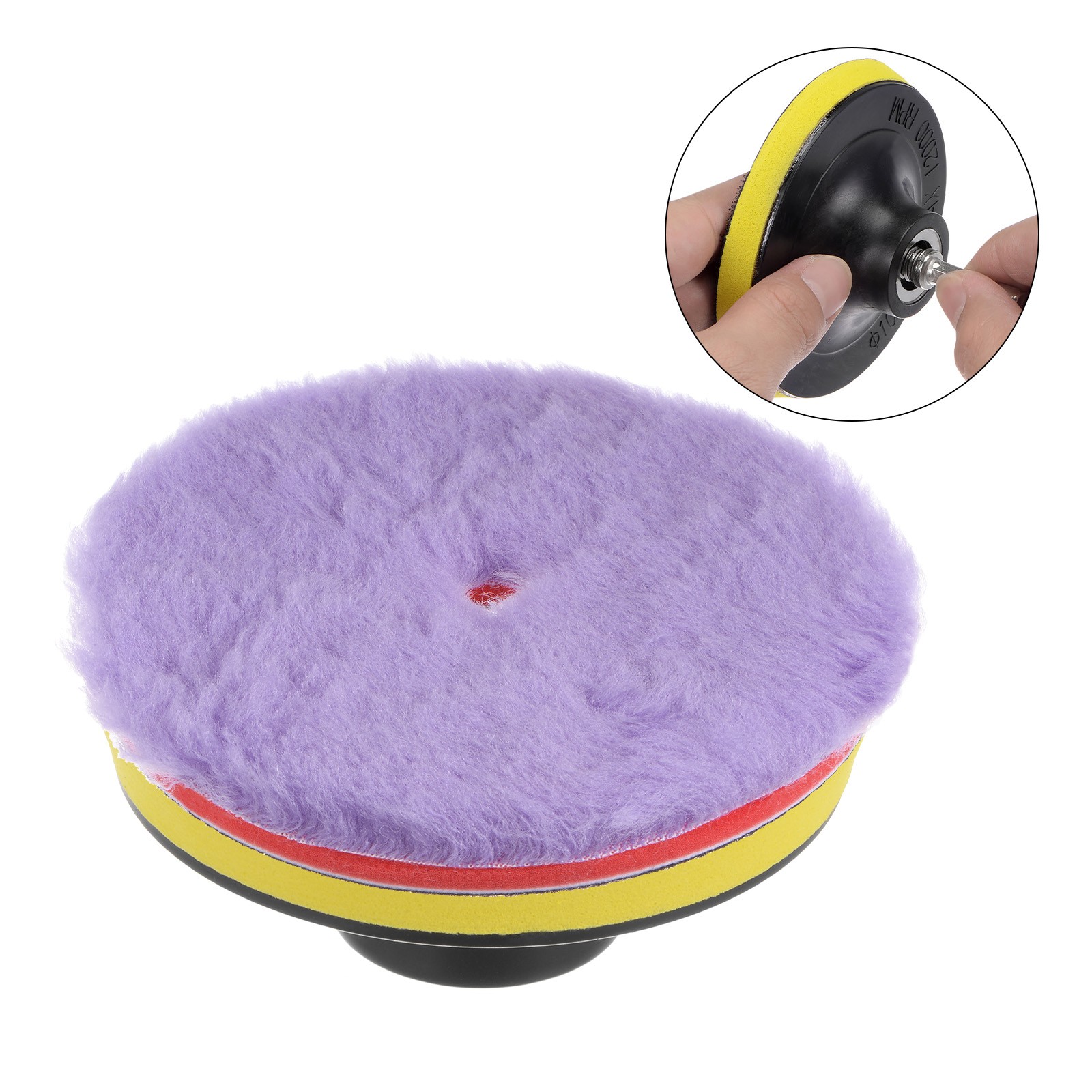 2pcs Wool Polishing Pads 5.5″ Purple Wool Buffing Wheel with Hook and Loop