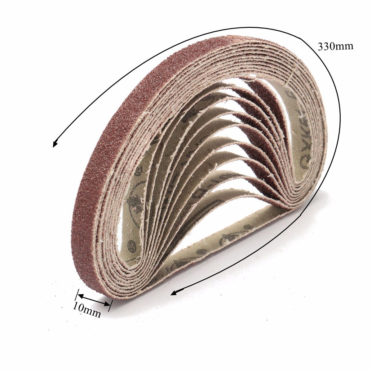 50Pcs 10x330mm Sanding Belts 40 60 80 120 Grit Aluminium Oxide Sander Sandpaper