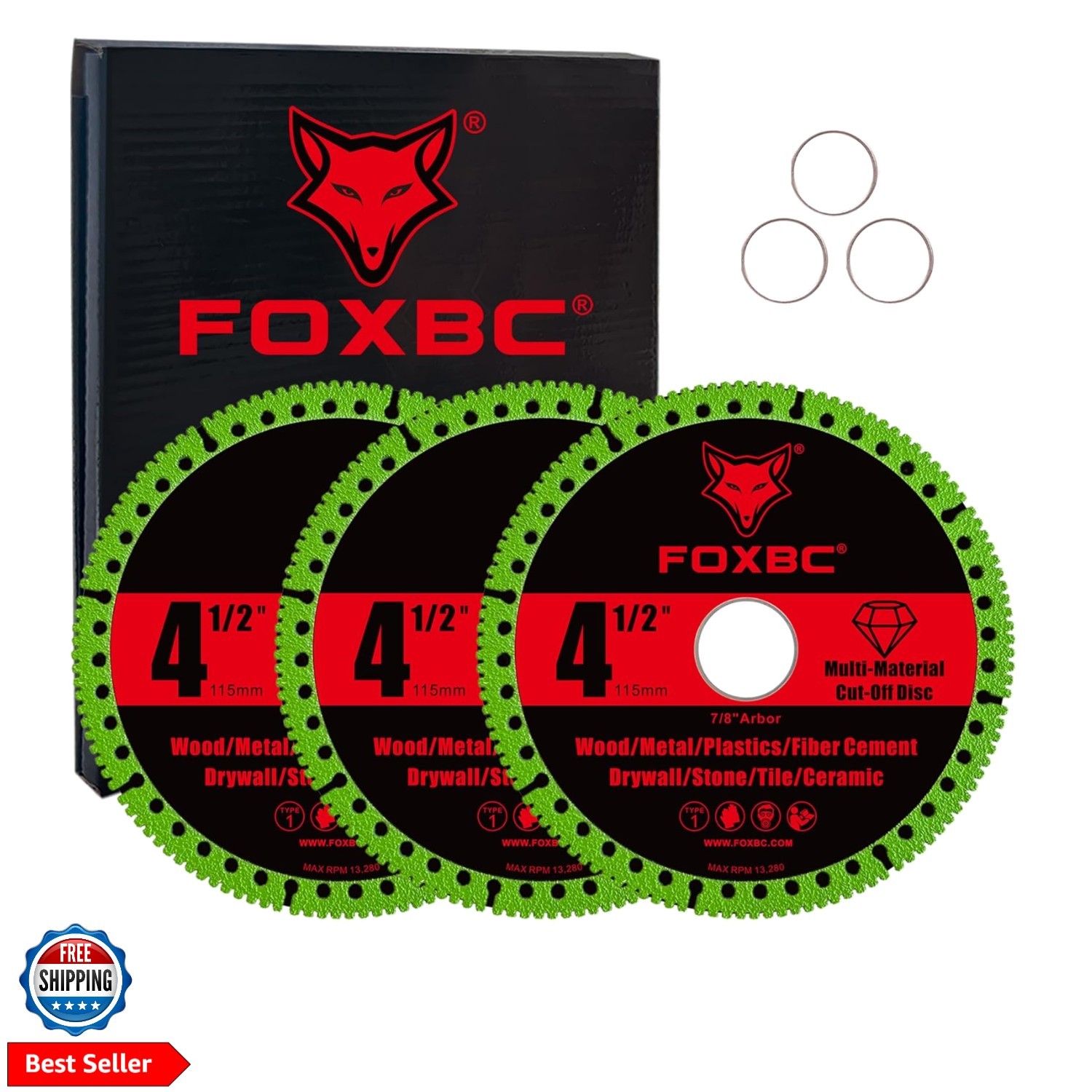 4-1/2 Inch Indestructible Multi-Material Cut Off Disc for Angle Grinders, 7/8…