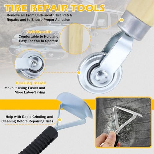 Air Tire Repair Kits, Wheel Polish Patch Tools, Includes 2500RPM Low Speed
