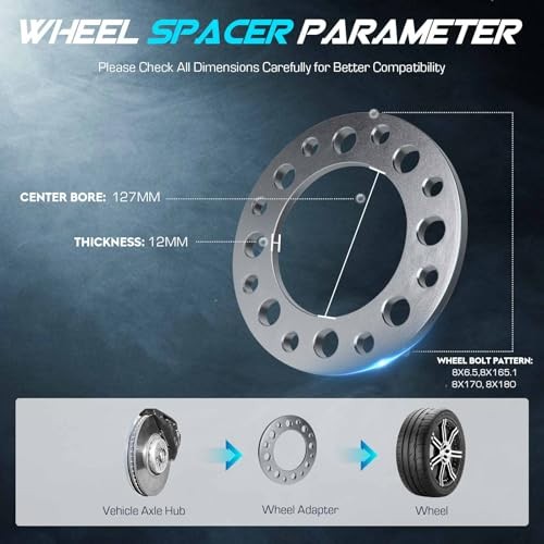 4PCs 12mm 1/2″ Thickness & 127mm Bore Wheel Adapters