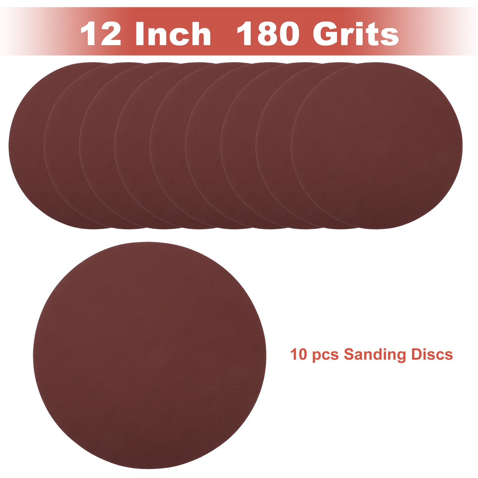 12 Inch Sanding Discs Round Hook and Loop Sandpaper 180 Grits – 10 PCS