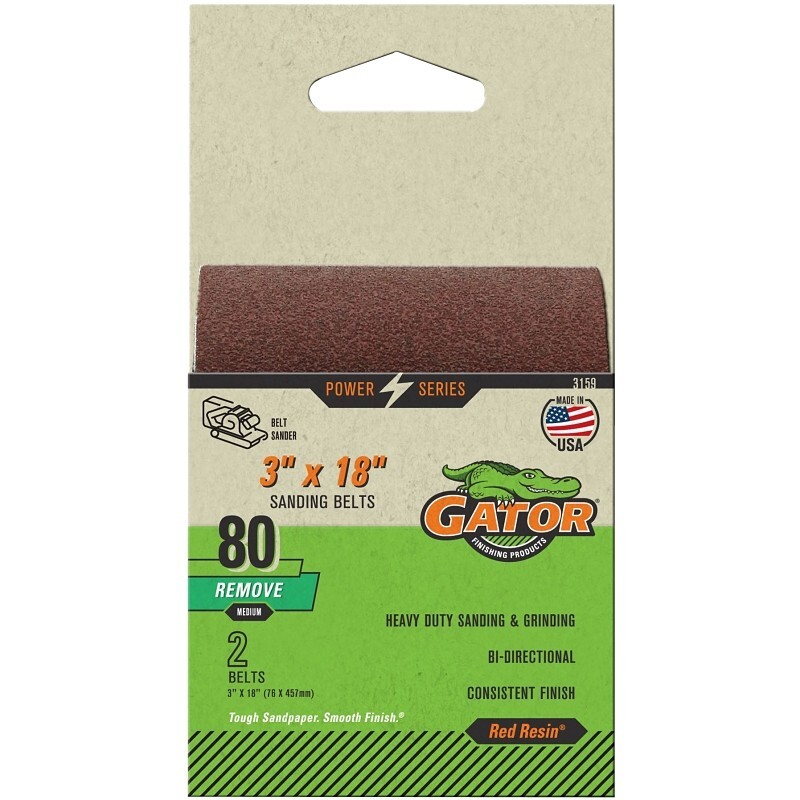 GATOR 3159 PACK (2) 3″ X 18″ 80 GRIT ALUMINUM OXIDE POWER SANDER SANDING BELTS