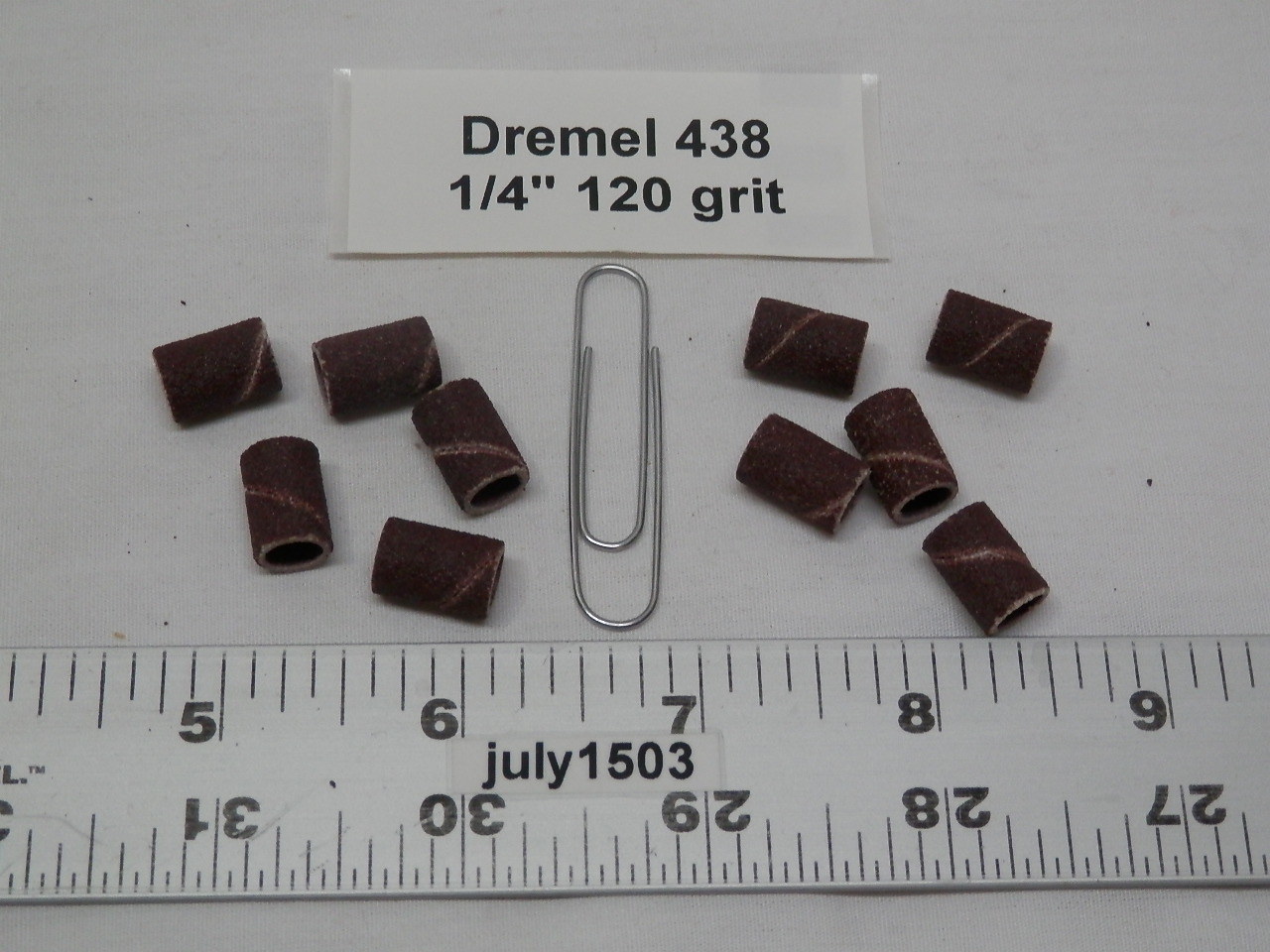 (10) NEW Dremel 438 Sanding Drums – 120 Grit – 1/4″ Rotary Tool Band Sleeve