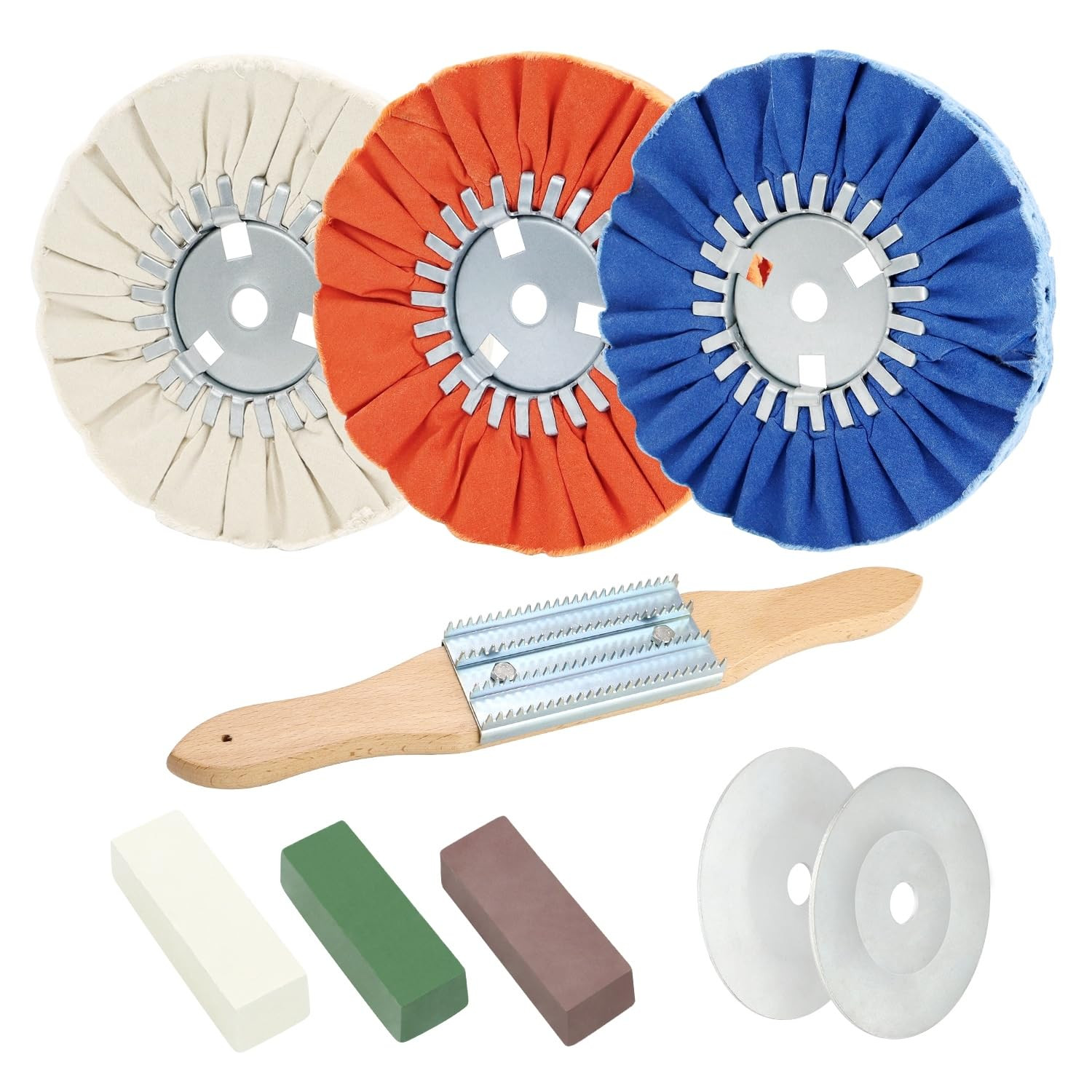 9 Pcs Airway Buffing Wheel Kit 8 Inch Polishing Wheel and Polishing Compound for