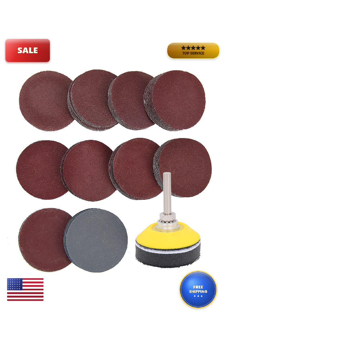 Adwikoso 100 Pieces 2 Inch Sanding Discs 80-3000 Grit 1/4 Shank Backing Plate