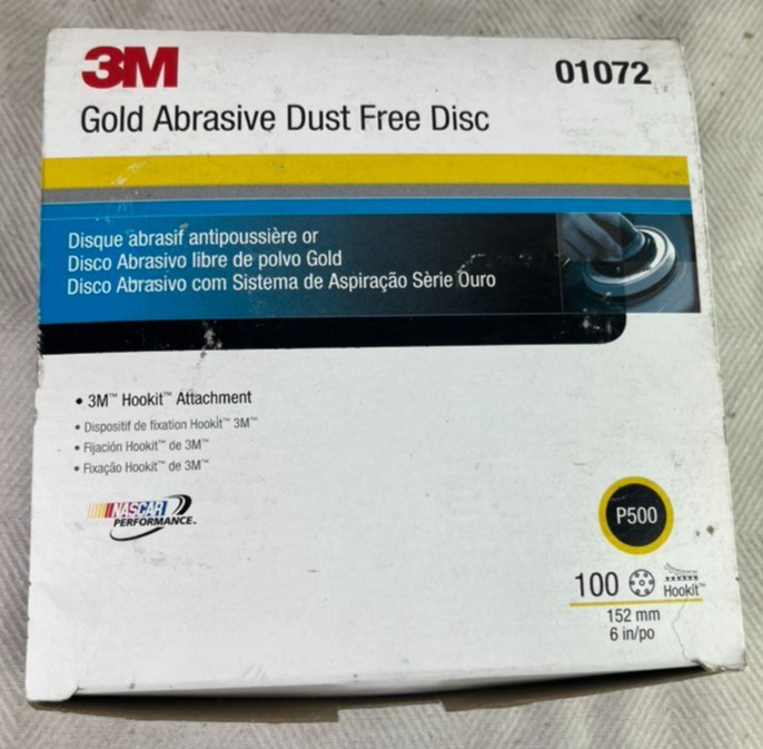 3M 01072 Gold Abrasive Dust Free Disc P500 Size 152mm 6in Heavy Duty Box of 100