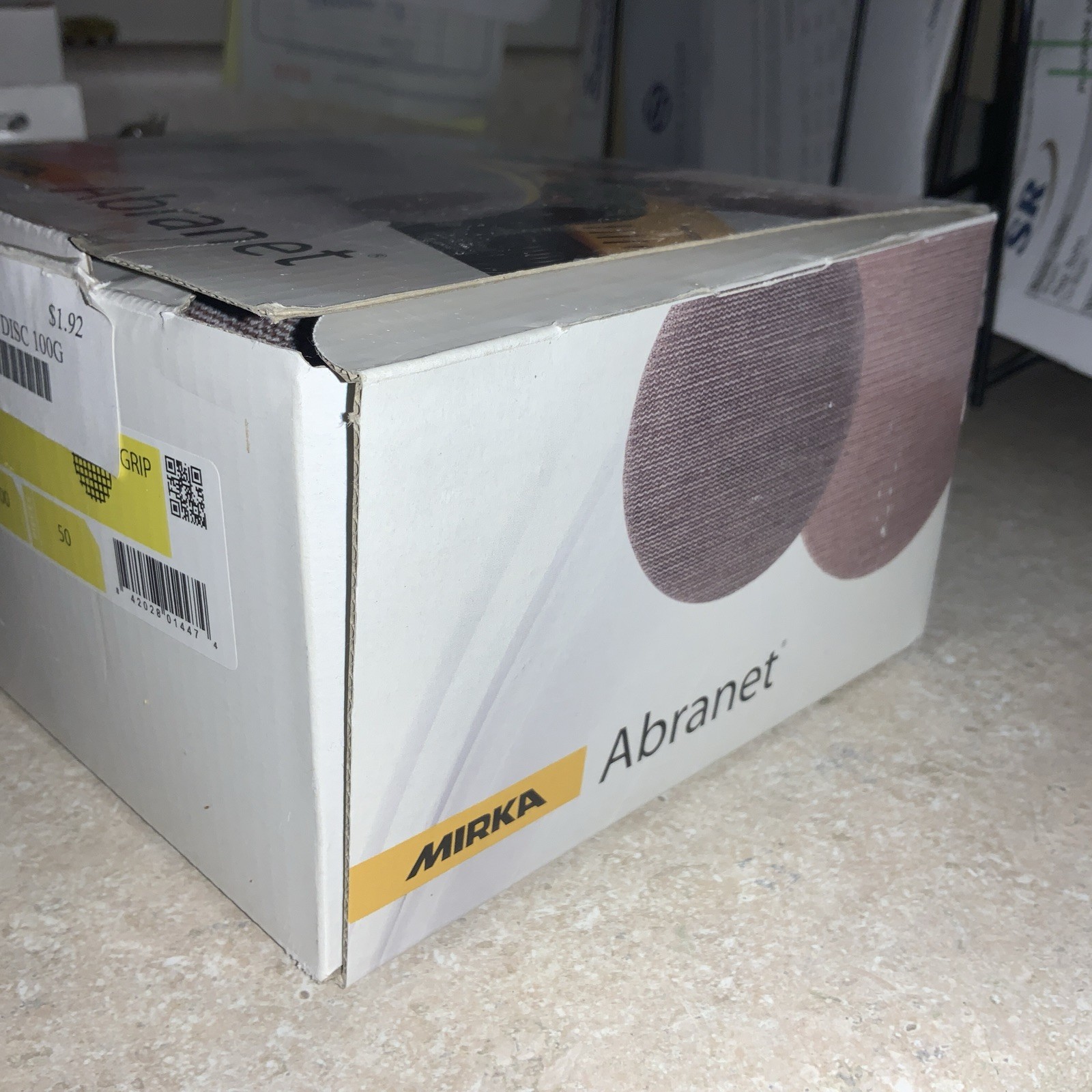 New: Mirka Abranet P100 Grit 6″ Discs 9A-241-100 – 50 Disc. – Open Box