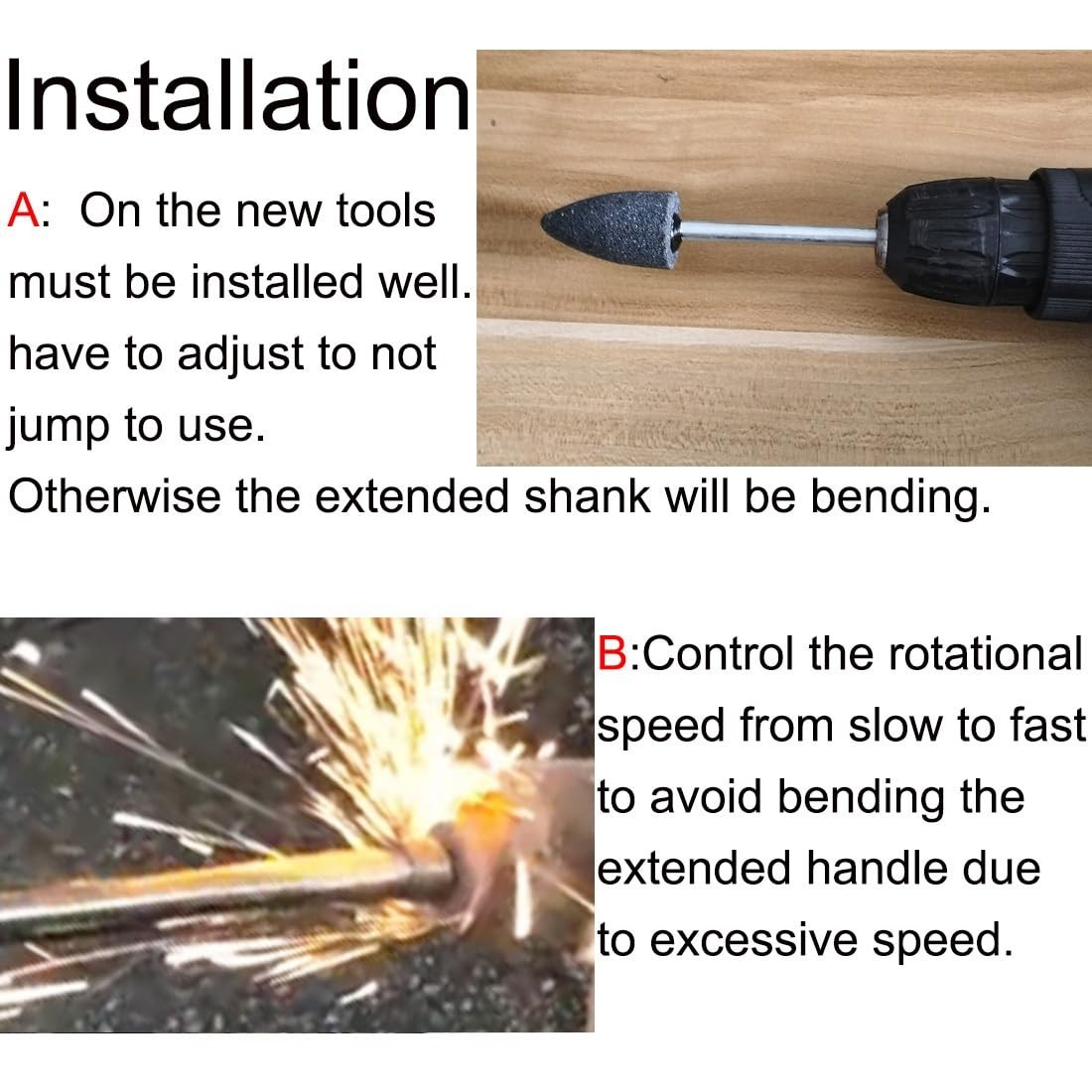 80mm Extra Long Shank Drill Grinding Stone Sets, Extended 1/4″ Shank Aluminum