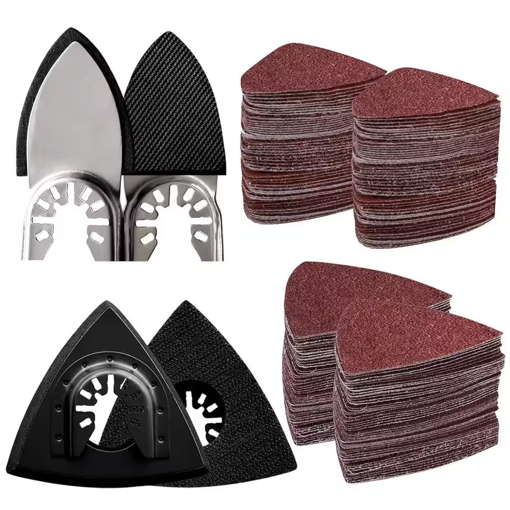 104Pcs Carbon Steel Oscillating Tool Sanding Pads Kit with Triangle and Finger H