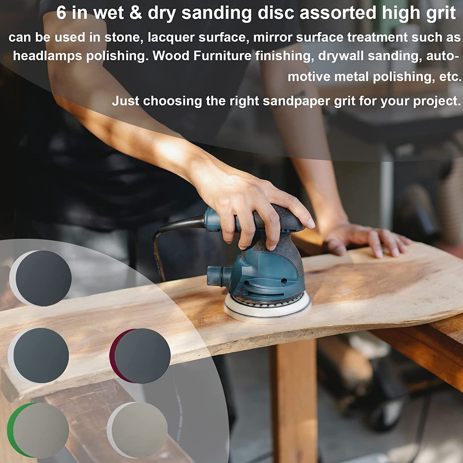 100PCS 6 inch Hook Loop Sanding Discs 1000 1500 2000 3000 5000 Wet Dry Sandpaper