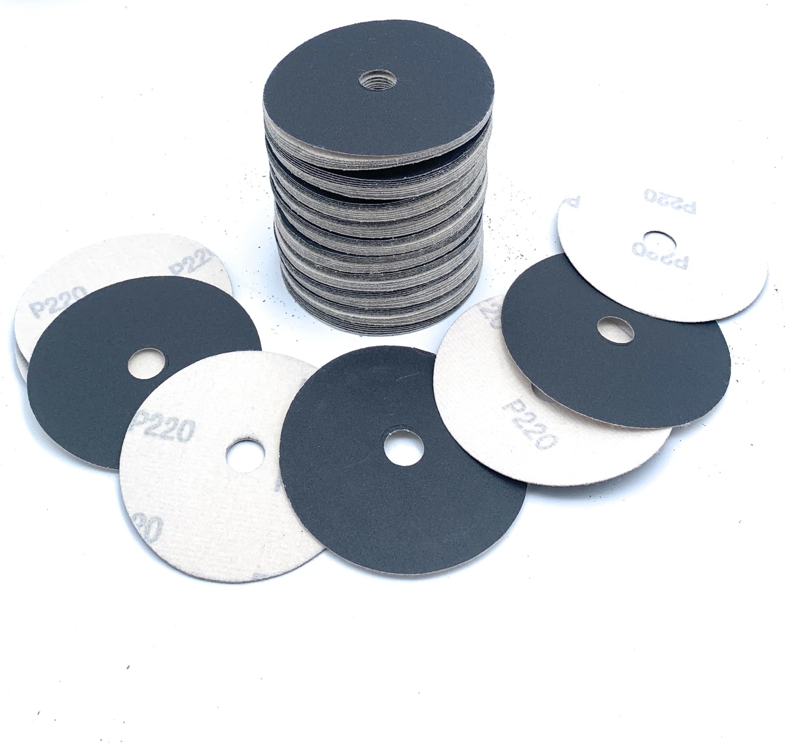 100 PCS 4 Inch 220 Grit Silicon Carbide Velour Abrasive Sanding Discs Paper