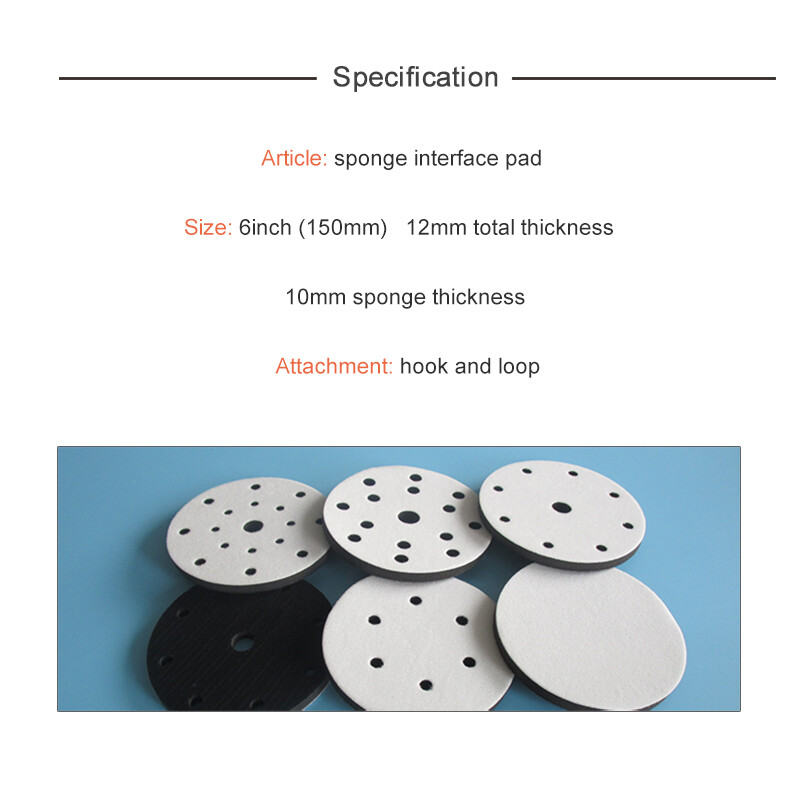 5 pcs 6 inch Sponge interface pad hook loop sanding Disc Sander Backing Pads