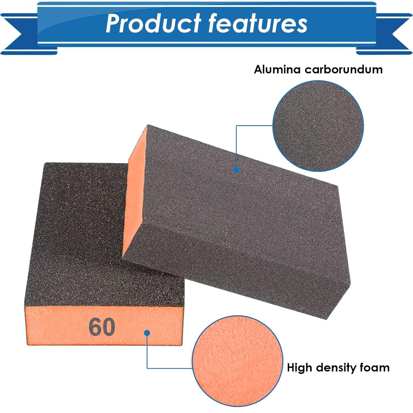 6Pcs Sanding Sponge Coarse Fine Medium Grit Blocks for Wood Metal Wall Polishing