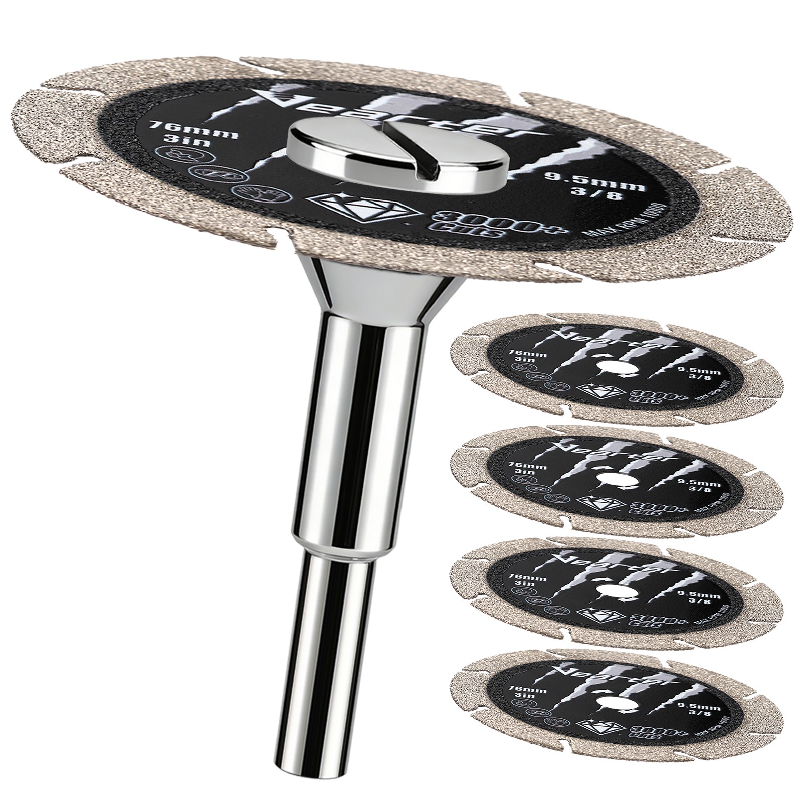 5PC 3″ Metal Cut Off Wheel Diamond Cutting Disc 1/4″ Mandrel for Steel Cast Iron