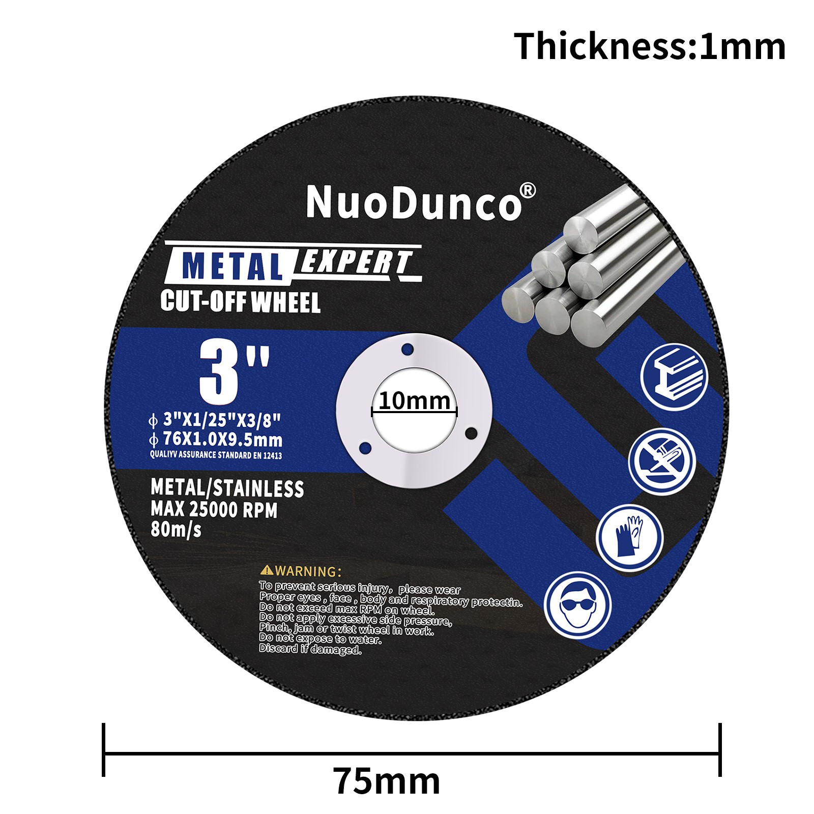 3Inch Metal Cutting Disc Mini Saw Blade Cut-0ff Wheel With Mounting Mandrel 5pcs