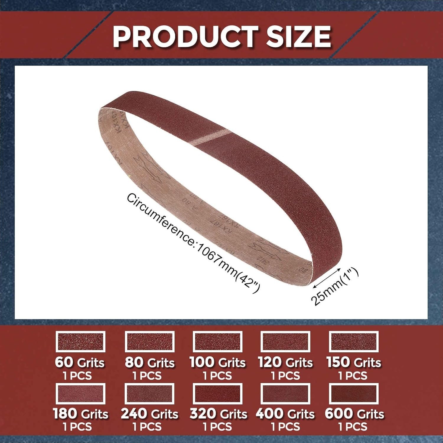 0 Pack Sanding Belt, ” x 42″ 60/80/00/20/50/80/240/320/400/600 Grits Aluminum…