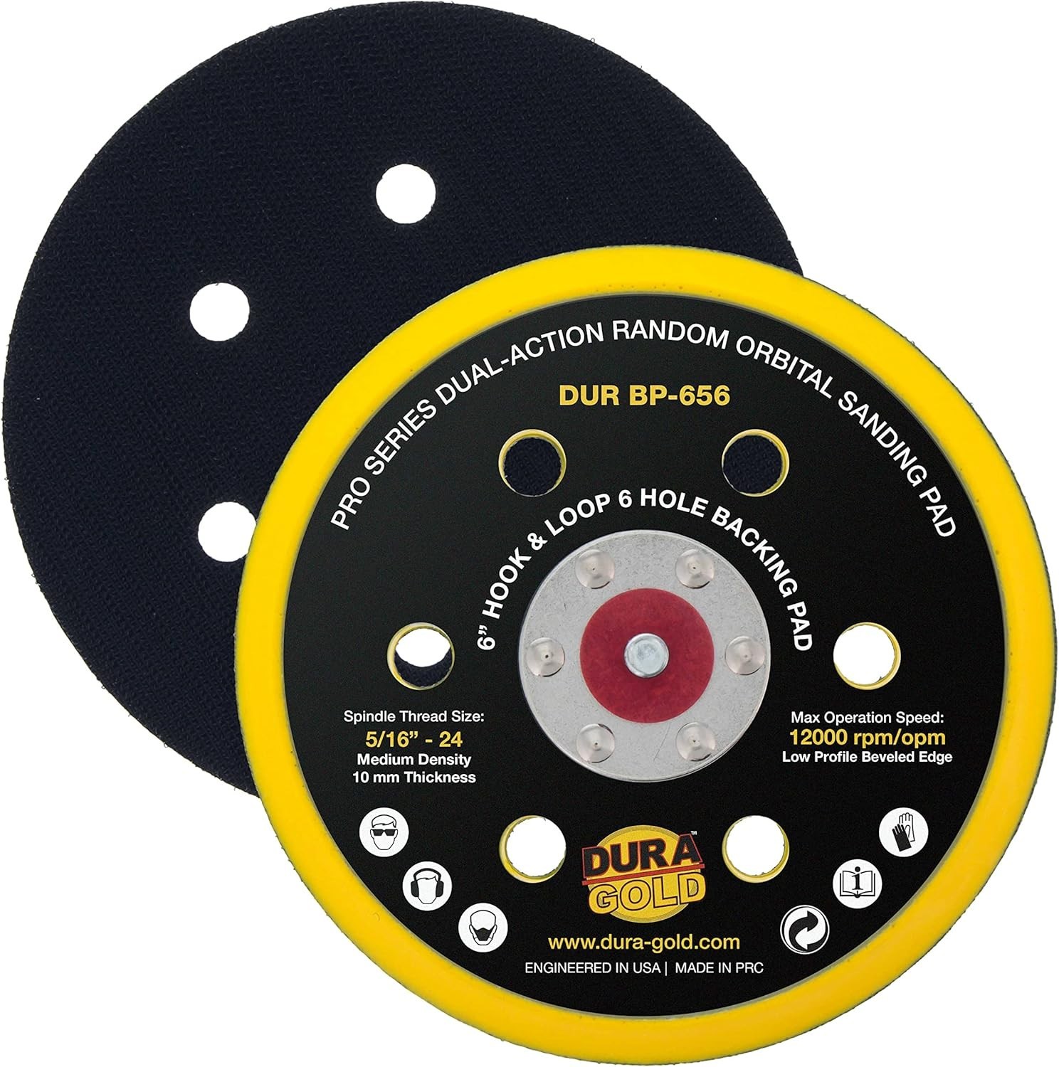 6 Inch Hook Loop Sanding Pad Medium Density Low Profile For DA Sanders