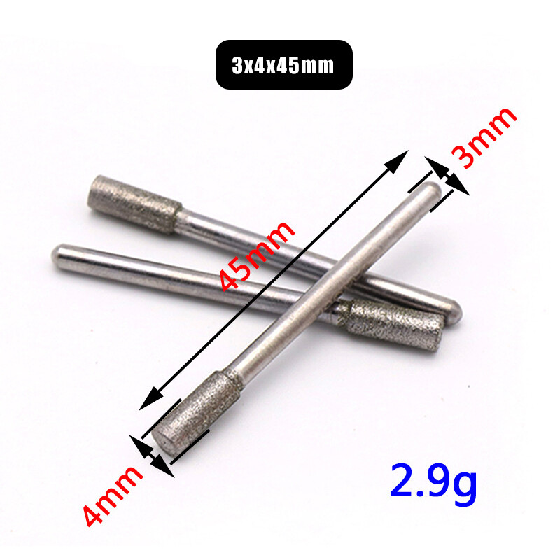 3mm Shank Cylindrical Diamond Grinding Heads Burr Drill Bits Jade Stone Carving
