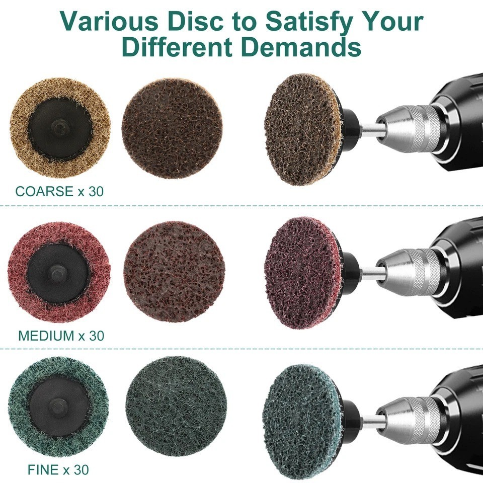 91x 2Inch Roll Lock Die Grinder Quick Change Sanding Disc 80-240 Grit 1/4″ Shank