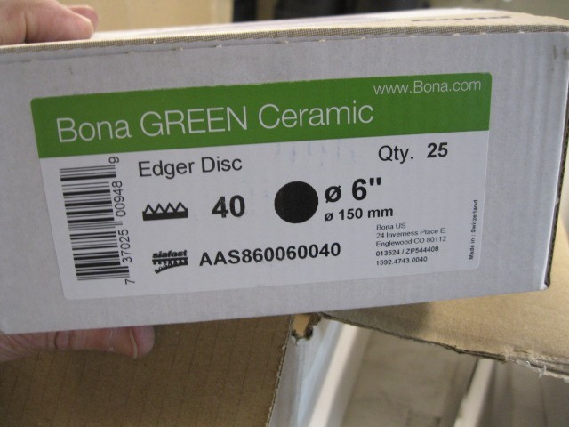 25pk,Bona Abrasives Green Ceramic Floor Edger Disc,6 Inch,40 Grit,AAS860060040
