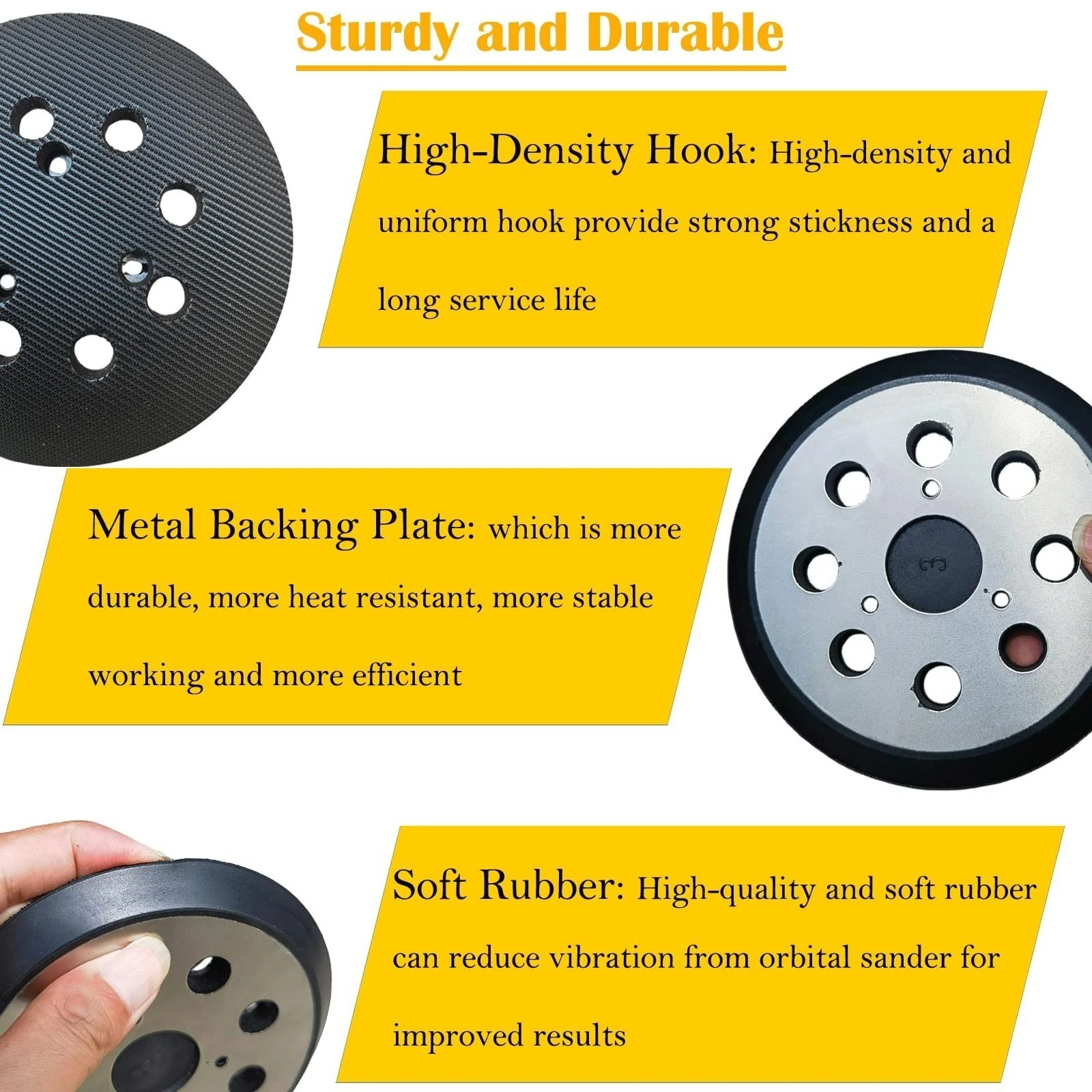 2pc 5″ 8-Hole Metal Replacement Sander Sanding Pads Hook for Dewalt Porter Cable