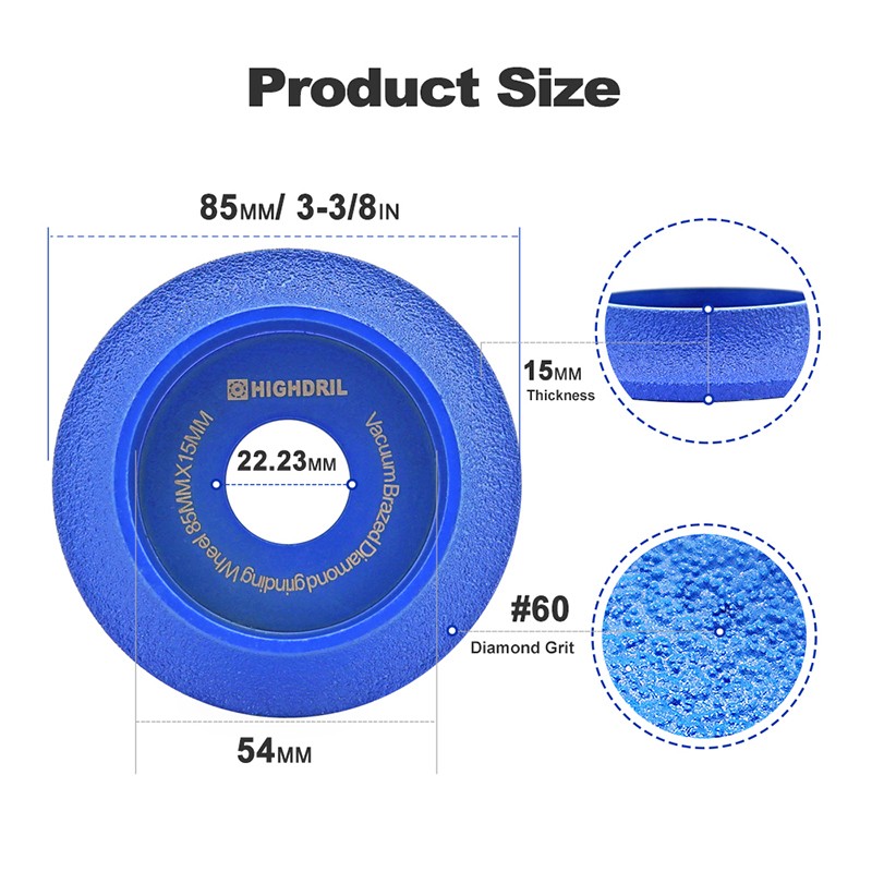 2pcs 3-3/8″ 15mm Diamond Grinding Wheel Sanding Trimming Granite Marble Ceramic
