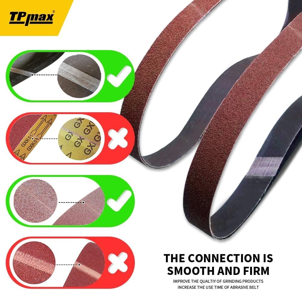 Antistatic Sanding Belt Pack – 1×42 Inch – 12-Pieces in 80, 120, 150 Grits
