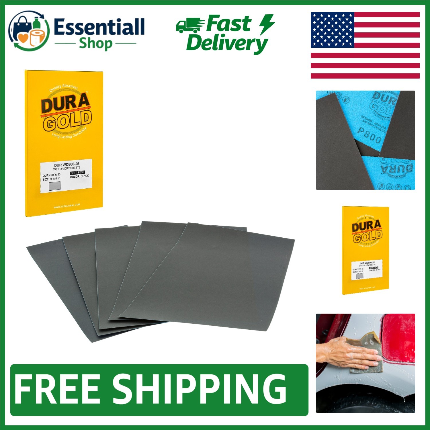 Exceptional 800 Grit Sandpaper – 25 Sheets 5.5″ x 9″ for Auto & Wood Finishing