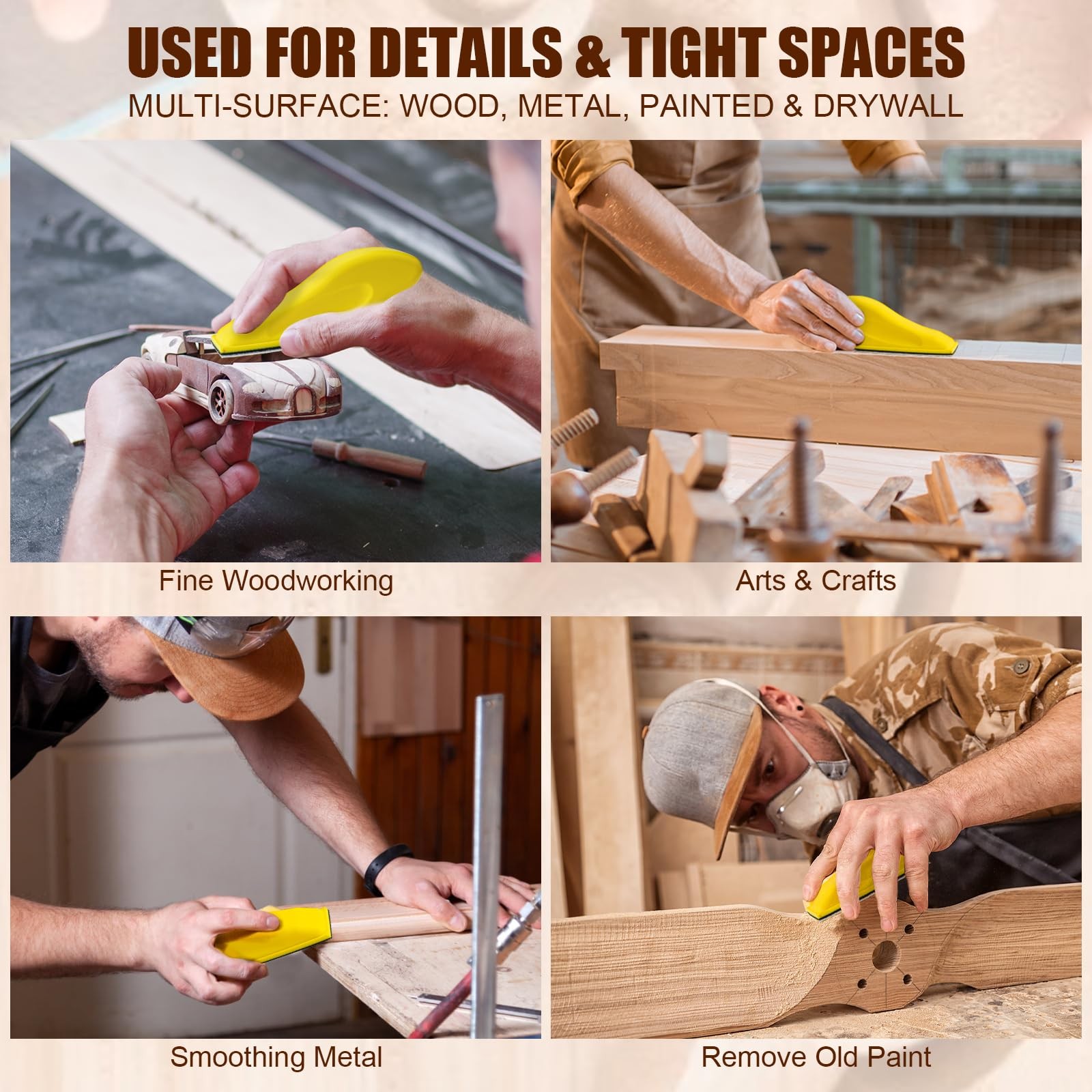 90PCS Premium Micro Detail Sander Kit, Updated 3-In-1 Mini Hand Sanding Block, 6